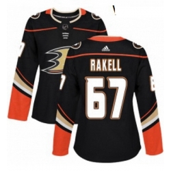 Womens Adidas Anaheim Ducks 67 Rickard Rakell Authentic Black Home NHL Jersey 