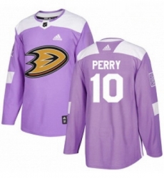 Youth Adidas Anaheim Ducks 10 Corey Perry Authentic Purple Fights Cancer Practice NHL Jersey 