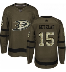 Youth Adidas Anaheim Ducks 15 Ryan Getzlaf Premier Green Salute to Service NHL Jersey 