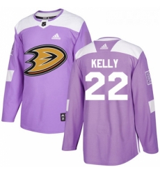 Youth Adidas Anaheim Ducks 22 Chris Kelly Authentic Purple Fights Cancer Practice NHL Jerse