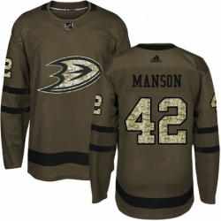 Youth Adidas Anaheim Ducks 42 Josh Manson Authentic Green Salute to Service NHL Jersey 