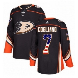 Youth Adidas Anaheim Ducks 7 Andrew Cogliano Authentic Black USA Flag Fashion NHL Jersey 