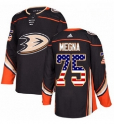 Youth Adidas Anaheim Ducks 75 Jaycob Megna Authentic Black USA Flag Fashion NHL Jersey 