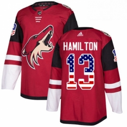 Mens Adidas Arizona Coyotes 13 Freddie Hamilton Authentic Red USA Flag Fashion NHL Jersey 