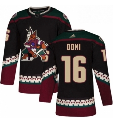 Mens Adidas Arizona Coyotes 16 Max Domi Premier Black Alternate NHL Jersey 