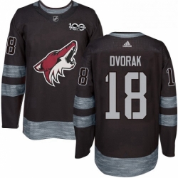 Mens Adidas Arizona Coyotes 18 Christian Dvorak Authentic Black 1917 2017 100th Anniversary NHL Jersey 