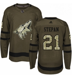 Mens Adidas Arizona Coyotes 21 Derek Stepan Premier Green Salute to Service NHL Jersey 