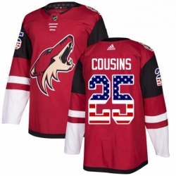 Mens Adidas Arizona Coyotes 25 Nick Cousins Authentic Red USA Flag Fashion NHL Jersey 