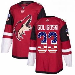 Mens Adidas Arizona Coyotes 33 Alex Goligoski Authentic Red USA Flag Fashion NHL Jersey 