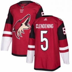 Mens Adidas Arizona Coyotes 5 Adam Clendening Premier Burgundy Red Home NHL Jersey 