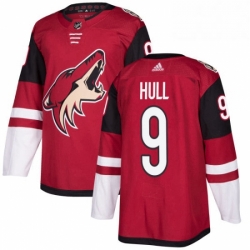 Mens Adidas Arizona Coyotes 9 Bobby Hull Premier Burgundy Red Home NHL Jersey 