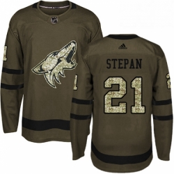 Youth Adidas Arizona Coyotes 21 Derek Stepan Authentic Green Salute to Service NHL Jersey 