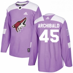 Youth Adidas Arizona Coyotes 45 Josh Archibald Authentic Purple Fights Cancer Practice NHL Jerse