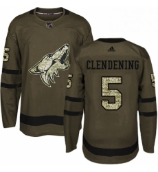 Youth Adidas Arizona Coyotes 5 Adam Clendening Premier Green Salute to Service NHL Jersey 