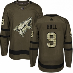 Youth Adidas Arizona Coyotes 9 Bobby Hull Premier Green Salute to Service NHL Jersey 