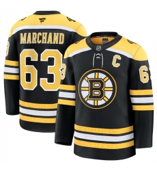 Men Boston Bruins 63 Brad Marchand Black 2024 25 Home Stitched Hockey Jersey