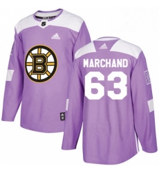 Mens Adidas Boston Bruins 63 Brad Marchand Authentic Purple Fights Cancer Practice NHL Jersey 