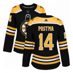 Womens Adidas Boston Bruins 14 Paul Postma Premier Black Home NHL Jersey 