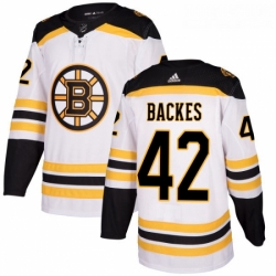 Womens Adidas Boston Bruins 42 David Backes Authentic White Away NHL Jersey 