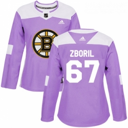 Womens Adidas Boston Bruins 67 Jakub Zboril Authentic Purple Fights Cancer Practice NHL Jersey 