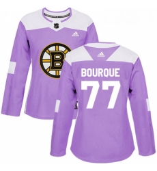 Womens Adidas Boston Bruins 77 Ray Bourque Authentic Purple Fights Cancer Practice NHL Jersey 