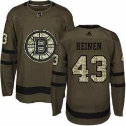 Youth Adidas Boston Bruins 43 Danton Heinen Premier Green Salute to Service NHL Jersey 