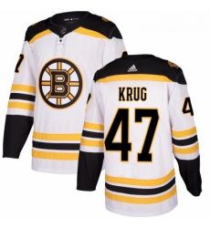 Youth Adidas Boston Bruins 47 Torey Krug Authentic White Away NHL Jersey 