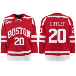 Boston University Terriers BU 20 Brien Diffley Red Stitched Hockey Jersey