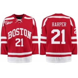 Boston University Terriers BU 21 Patrick Harper Red Stitched Hockey Jersey