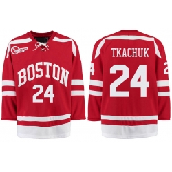 Boston University Terriers BU 24 Keith Tkachuk Red Stitched Hockey Jersey