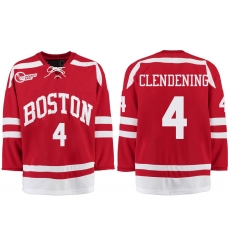 Boston University Terriers BU 4 Adam Clendening Red Stitched Hockey Jersey