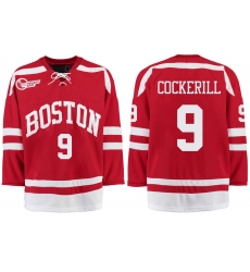 Boston University Terriers BU 9 Logan Cockerill Red Stitched Hockey Jersey