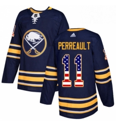 Mens Adidas Buffalo Sabres 11 Gilbert Perreault Authentic Navy Blue USA Flag Fashion NHL Jersey 