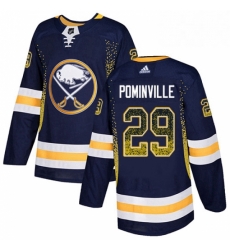 Mens Adidas Buffalo Sabres 29 Jason Pominville Authentic Navy Blue Drift Fashion NHL Jersey 