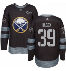 Mens Adidas Buffalo Sabres 39 Dominik Hasek Premier Black 1917 2017 100th Anniversary NHL Jersey 