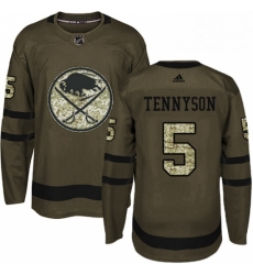 Mens Adidas Buffalo Sabres 5 Matt Tennyson Authentic Green Salute to Service NHL Jersey 