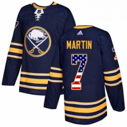 Mens Adidas Buffalo Sabres 7 Rick Martin Authentic Navy Blue USA Flag Fashion NHL Jersey 