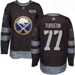 Mens Adidas Buffalo Sabres 77 Pierre Turgeon Premier Black 1917 2017 100th Anniversary NHL Jersey 