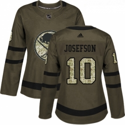 Womens Adidas Buffalo Sabres 10 Jacob Josefson Authentic Green Salute to Service NHL Jersey 