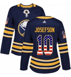 Womens Adidas Buffalo Sabres 10 Jacob Josefson Authentic Navy Blue USA Flag Fashion NHL Jersey 