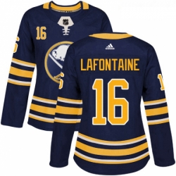 Womens Adidas Buffalo Sabres 16 Pat Lafontaine Authentic Navy Blue Home NHL Jersey 