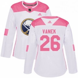 Womens Adidas Buffalo Sabres 26 Thomas Vanek Authentic WhitePink Fashion NHL Jersey 