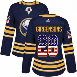 Womens Adidas Buffalo Sabres 28 Zemgus Girgensons Authentic Navy Blue USA Flag Fashion NHL Jersey 