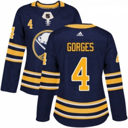 Womens Adidas Buffalo Sabres 4 Josh Gorges Authentic Navy Blue Home NHL Jersey 