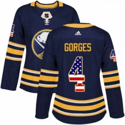 Womens Adidas Buffalo Sabres 4 Josh Gorges Authentic Navy Blue USA Flag Fashion NHL Jersey 