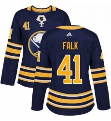 Womens Adidas Buffalo Sabres 41 Justin Falk Premier Navy Blue Home NHL Jersey 