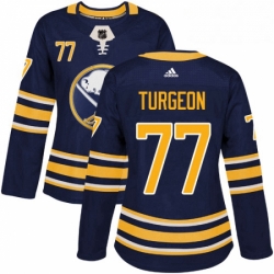 Womens Adidas Buffalo Sabres 77 Pierre Turgeon Authentic Navy Blue Home NHL Jersey 