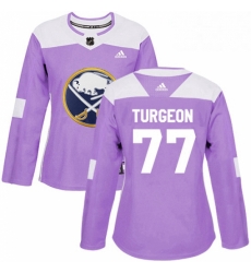 Womens Adidas Buffalo Sabres 77 Pierre Turgeon Authentic Purple Fights Cancer Practice NHL Jersey 