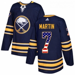 Youth Adidas Buffalo Sabres 7 Rick Martin Authentic Navy Blue USA Flag Fashion NHL Jersey 