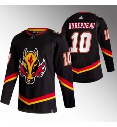 Men Calgary Flames 10 Jonathan Huberdeau 2020 21 Black Reverse Retro Stitched Jersey